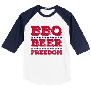 Bbq Beer Freedom Usa Red White And Blue Patriotic Gift Baseball Sleeve Shirt