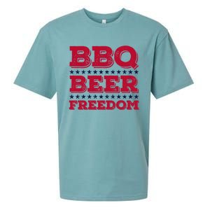 Bbq Beer Freedom Usa Red White And Blue Patriotic Gift Sueded Cloud Jersey T-Shirt