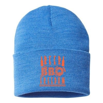 Beer Bbq Freedom Cool Gift Sustainable Knit Beanie