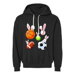 Basketball Baseball Football Soccer Sports Easter Bunny Garment-Dyed Fleece Hoodie