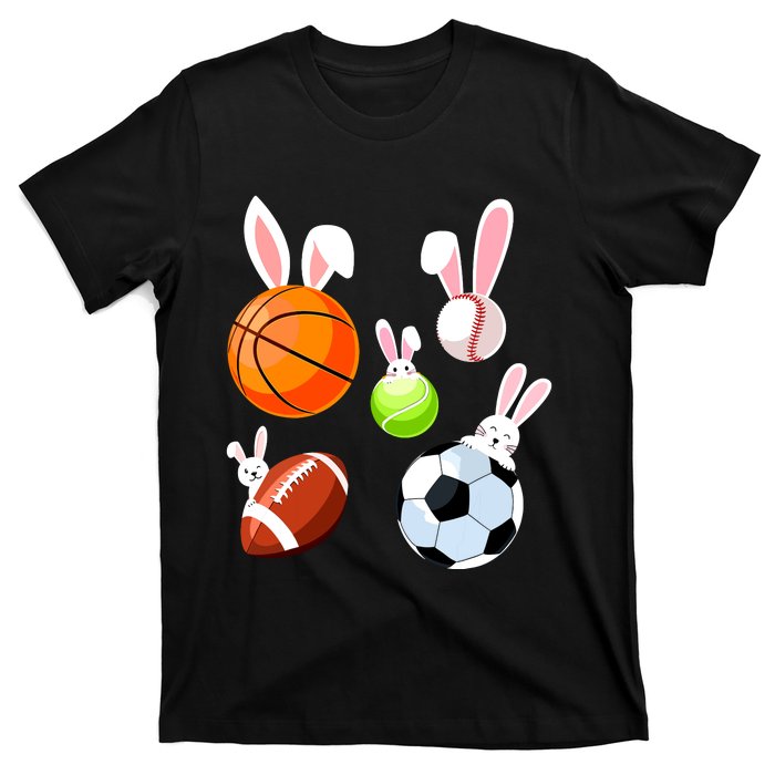 Basketball Baseball Football Soccer Sports Easter Bunny T-Shirt