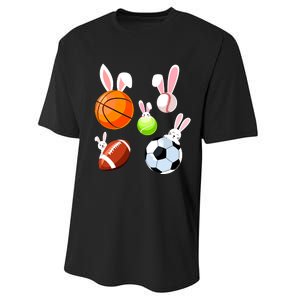 Basketball Baseball Football Soccer Sports Easter Bunny Performance Sprint T-Shirt