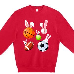 Basketball Baseball Football Soccer Sports Easter Bunny Premium Crewneck Sweatshirt