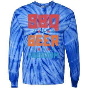 Bbq Beer Freedom Patriotic America 4th Of July Usa Picnic Cute Gift Tie-Dye Long Sleeve Shirt