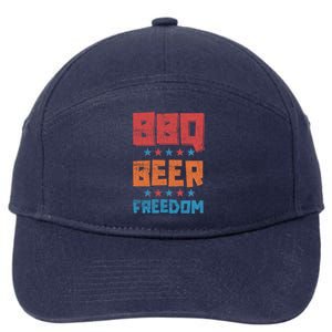 Bbq Beer Freedom Patriotic America 4th Of July Usa Picnic Cute Gift 7-Panel Snapback Hat