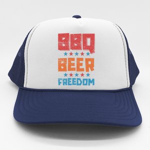 Bbq Beer Freedom Patriotic America 4th Of July Usa Picnic Cute Gift Trucker Hat