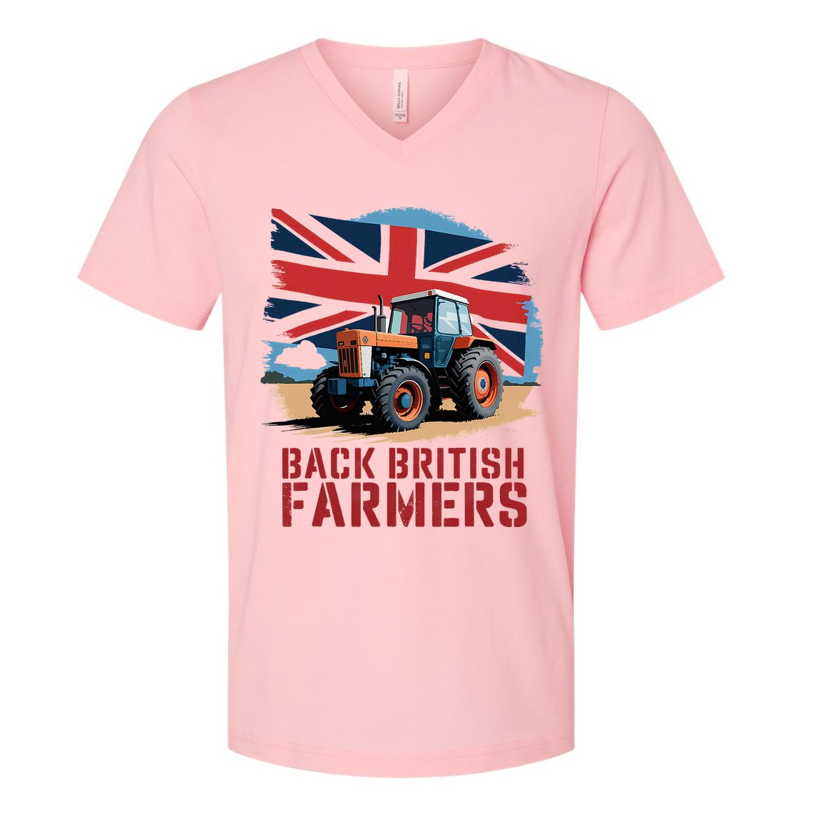 Back British Farmers Uk Farmers Protest V-Neck T-Shirt