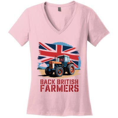 Back British Farmers Uk Farmers Protest Women's V-Neck T-Shirt