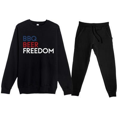 Bbq Beer Freedom 4th Of July Tee Gift Premium Crewneck Sweatsuit Set