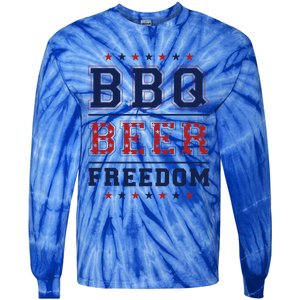 Bbq Beer Freedom Gift Tie-Dye Long Sleeve Shirt