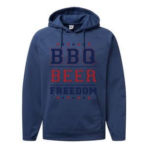 Bbq Beer Freedom Gift Performance Fleece Hoodie