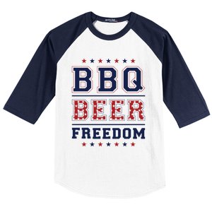 Bbq Beer Freedom Gift Baseball Sleeve Shirt