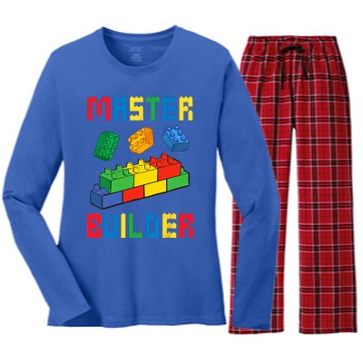 Brick Builder Funny Blocks Building Master Builder Toys Women's Long Sleeve Flannel Pajama Set 