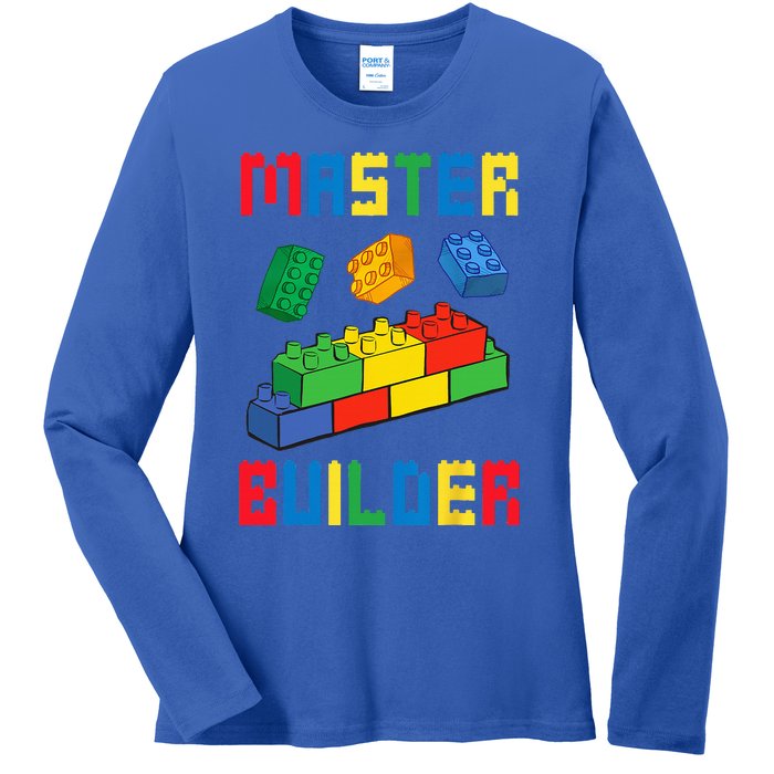 Brick Builder Funny Blocks Building Master Builder Toys Ladies Long Sleeve Shirt