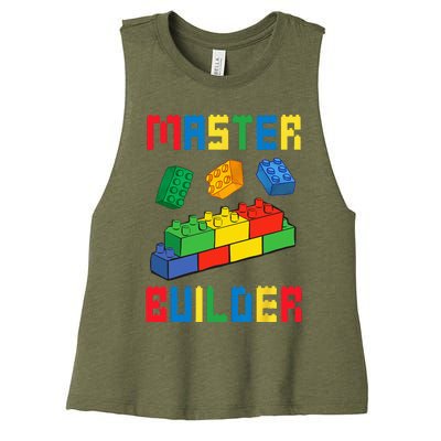 Brick Builder Funny Blocks Building Master Builder Toys Women's Racerback Cropped Tank