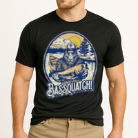 Bassquatch! Bass Fisherman Sasquatch Funny Bigfoot Fishing Cooling Performance Crew T-Shirt