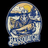 Bassquatch! Bass Fisherman Sasquatch Funny Bigfoot Fishing Cooling Performance Crew T-Shirt