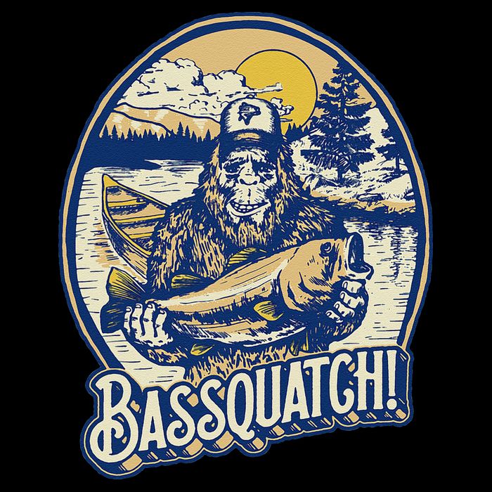 Bassquatch! Bass Fisherman Sasquatch Funny Bigfoot Fishing Cooling Performance Crew T-Shirt
