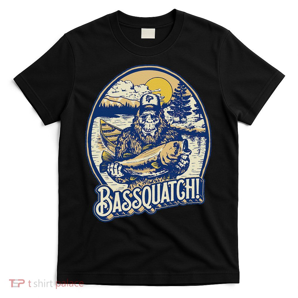 Bassquatch! Bass Fisherman Sasquatch Funny Bigfoot Fishing T-Shirt