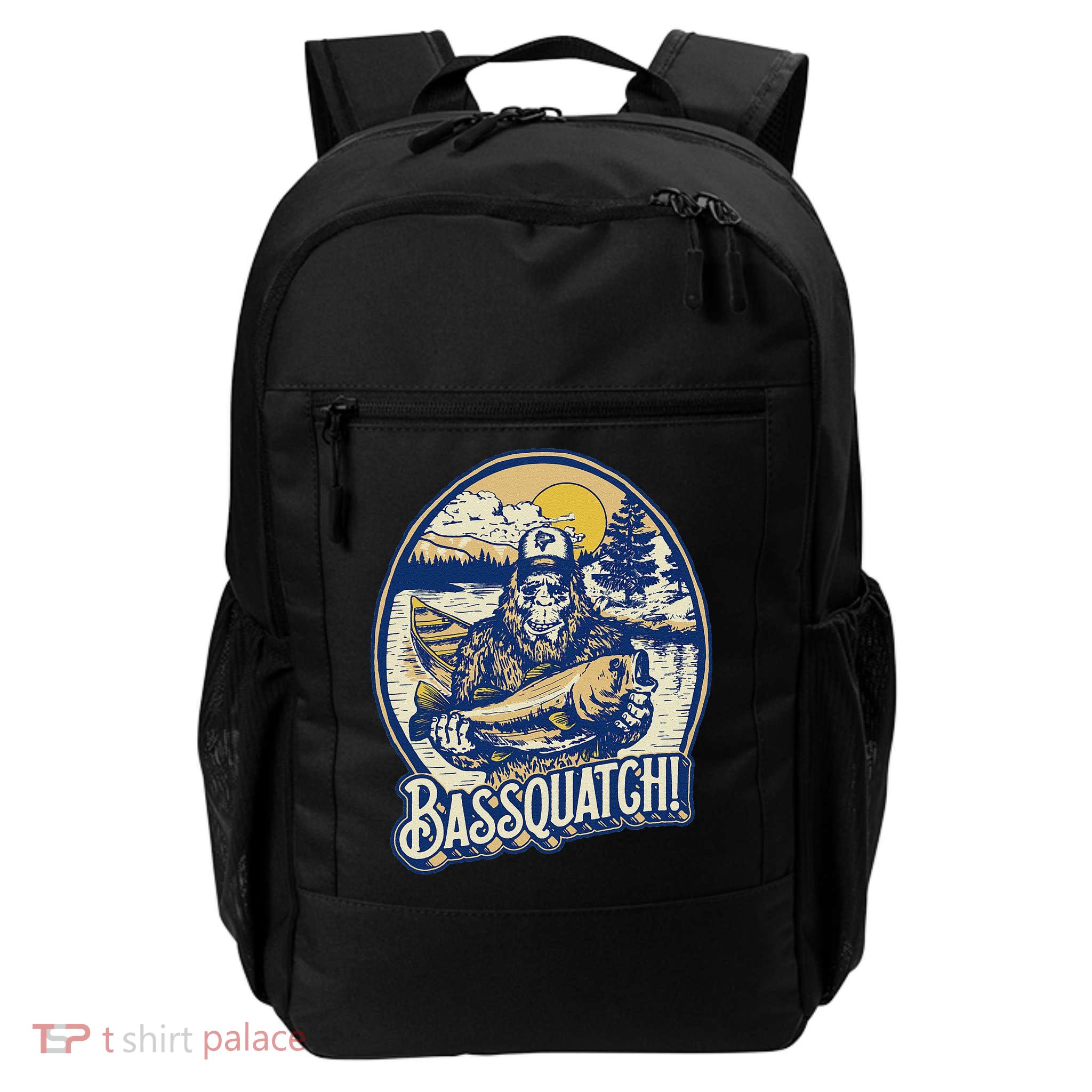 Bassquatch! Bass Fisherman Sasquatch Funny Bigfoot Fishing Backpack