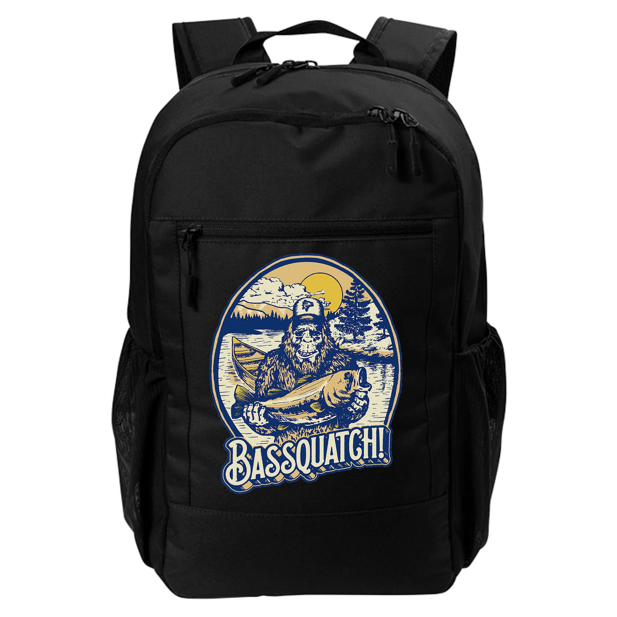 Bassquatch! Bass Fisherman Sasquatch Funny Bigfoot Fishing Backpack