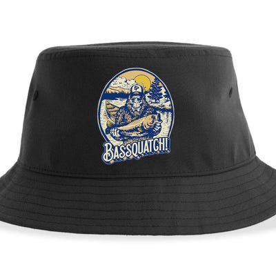 Bassquatch! Bass Fisherman Sasquatch Funny Bigfoot Fishing Sustainable Bucket Hat