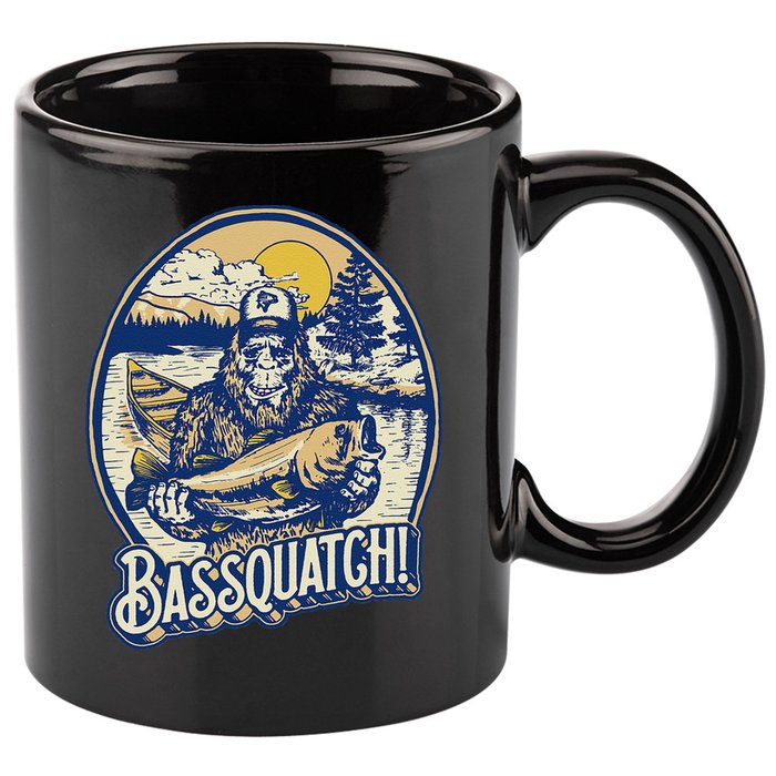 Bassquatch! Bass Fisherman Sasquatch Funny Bigfoot Fishing 11oz C Handle Ceramic Mug