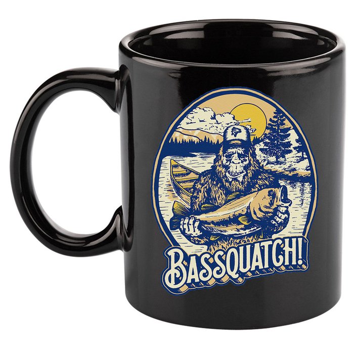 Bassquatch! Bass Fisherman Sasquatch Funny Bigfoot Fishing 11oz C Handle Ceramic Mug