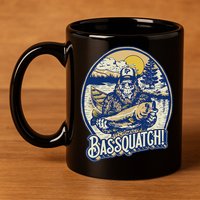Bassquatch! Bass Fisherman Sasquatch Funny Bigfoot Fishing 11oz C Handle Ceramic Mug