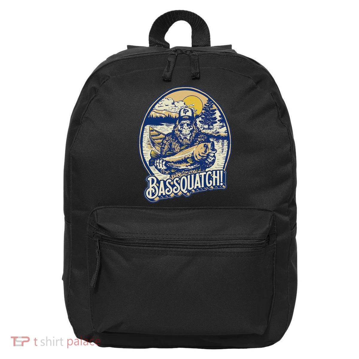 Bassquatch! Bass Fisherman Sasquatch Funny Bigfoot Fishing 16 in Basic Backpack