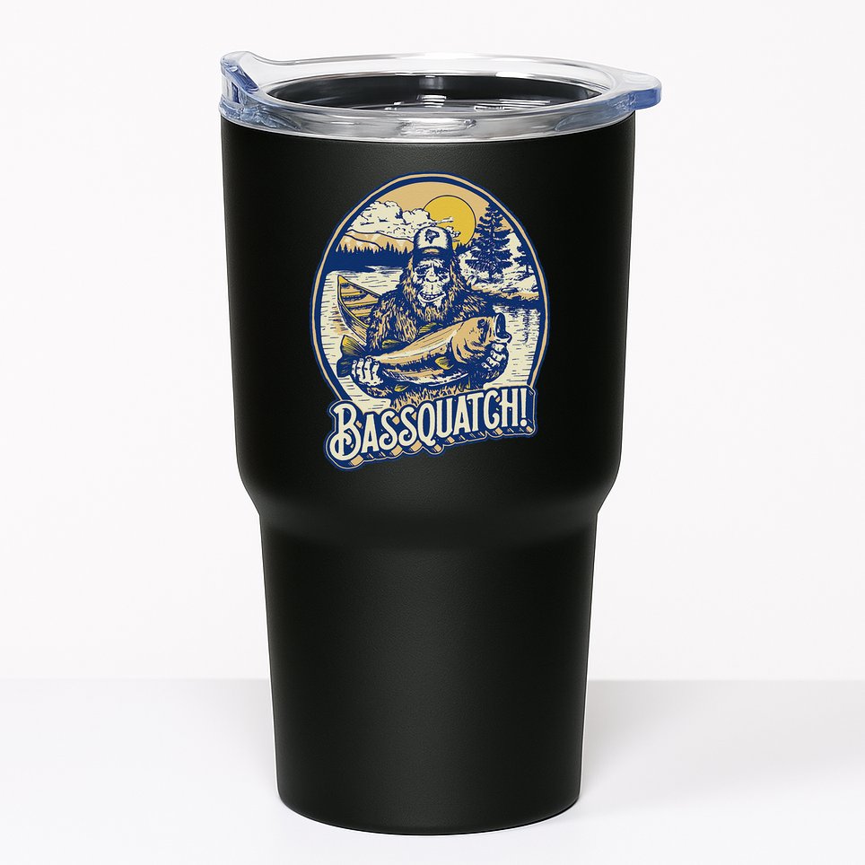 Bassquatch! Bass Fisherman Sasquatch Funny Bigfoot Fishing Tumbler
