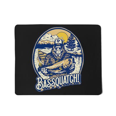 Bassquatch! Bass Fisherman Sasquatch Funny Bigfoot Fishing Mousepad