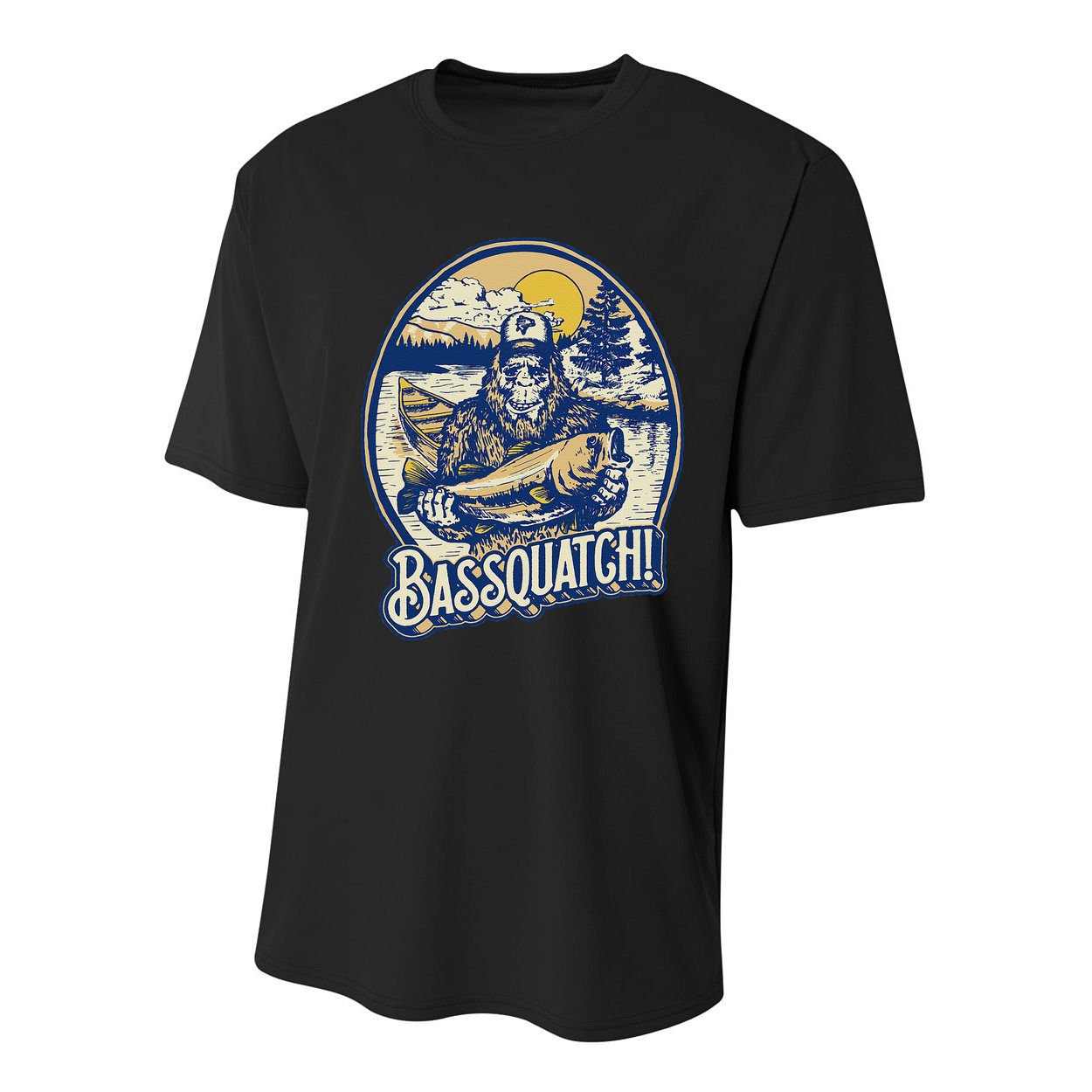 Bassquatch! Bass Fisherman Sasquatch Funny Bigfoot Fishing Youth Performance Sprint T-Shirt
