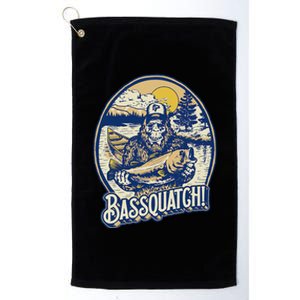 Bassquatch! Bass Fisherman Sasquatch Funny Bigfoot Fishing Platinum Collection Golf Towel