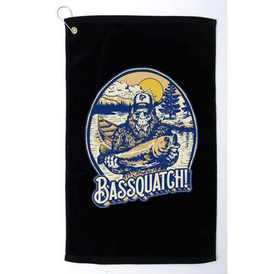 Bassquatch! Bass Fisherman Sasquatch Funny Bigfoot Fishing Platinum Collection Golf Towel