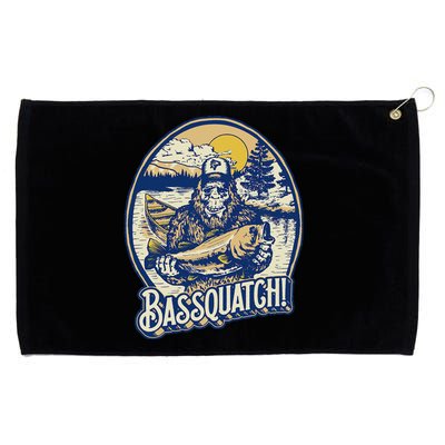 Bassquatch! Bass Fisherman Sasquatch Funny Bigfoot Fishing Grommeted Golf Towel