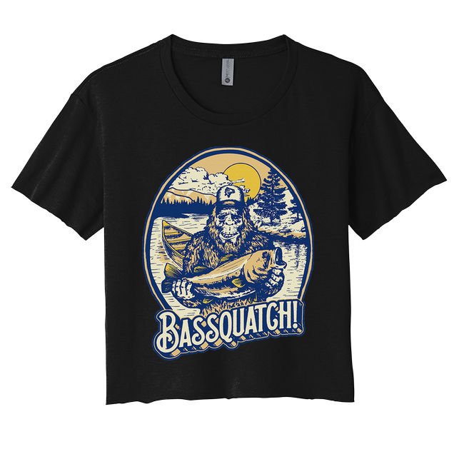 Bassquatch! Bass Fisherman Sasquatch Funny Bigfoot Fishing Crop Top