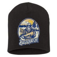 Bassquatch! Bass Fisherman Sasquatch Funny Bigfoot Fishing Short Acrylic Beanie