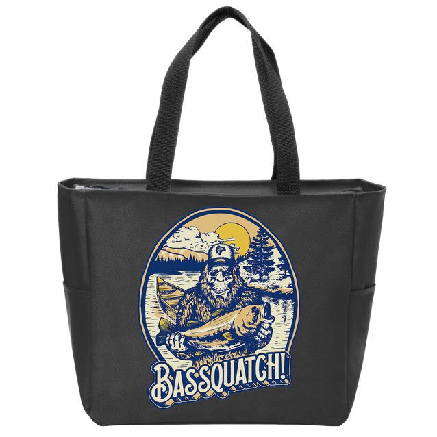 Bassquatch! Bass Fisherman Sasquatch Funny Bigfoot Fishing Zip Tote Bag