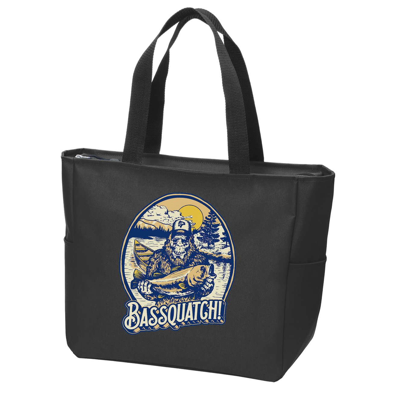 Bassquatch! Bass Fisherman Sasquatch Funny Bigfoot Fishing Zip Tote Bag
