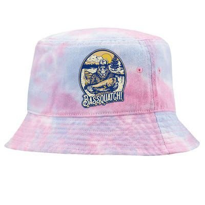 Bassquatch! Bass Fisherman Sasquatch Funny Bigfoot Fishing Tie-Dyed Bucket Hat