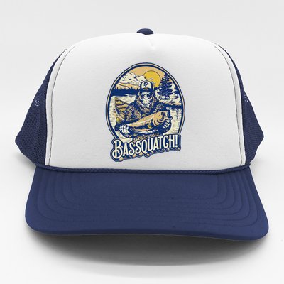 Bassquatch! Bass Fisherman Sasquatch Funny Bigfoot Fishing Trucker Hat