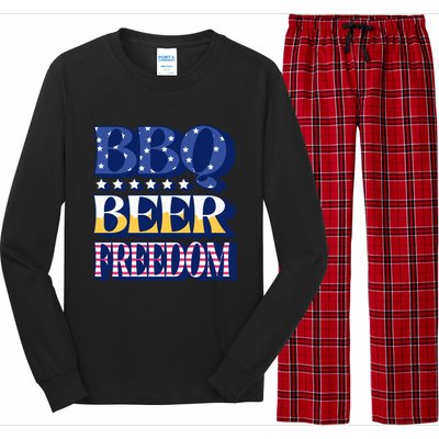 Bbq Beer Freedom Quote Gift Long Sleeve Pajama Set