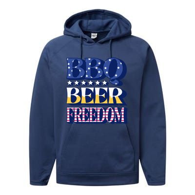 Bbq Beer Freedom Quote Gift Performance Fleece Hoodie