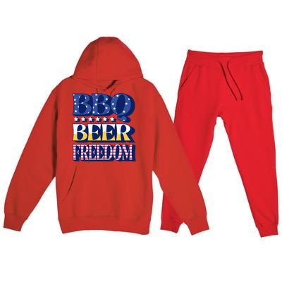 Bbq Beer Freedom Quote Gift Premium Hooded Sweatsuit Set