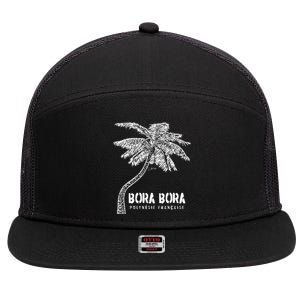 Bora Bora French Polynesia Palm Tree 7 Panel Mesh Trucker Snapback Hat