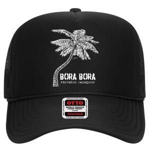 Bora Bora French Polynesia Palm Tree High Crown Mesh Back Trucker Hat