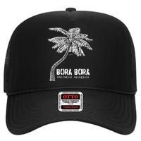 Bora Bora French Polynesia Palm Tree High Crown Mesh Back Trucker Hat