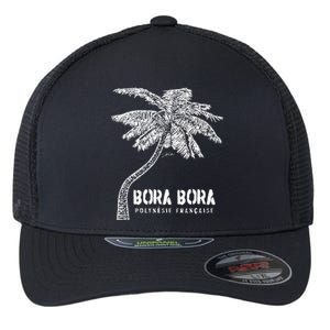 Bora Bora French Polynesia Palm Tree Flexfit Unipanel Trucker Cap