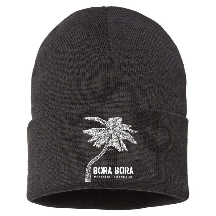 Bora Bora French Polynesia Palm Tree Sustainable Knit Beanie